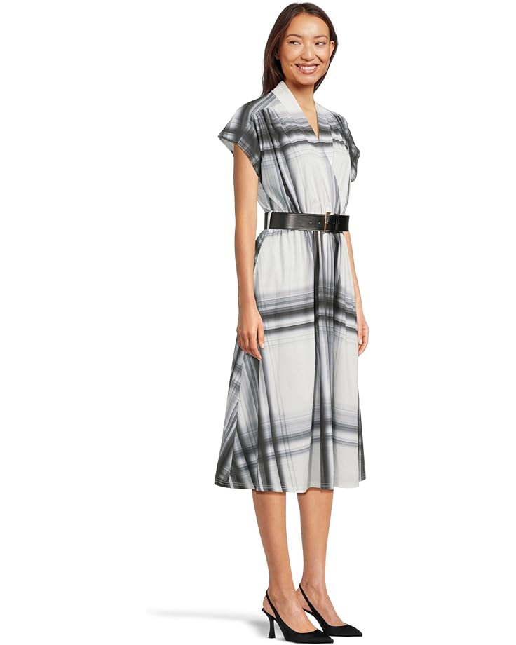 6pm Calvin Klein Short Sleeve Printed Belted Commuter Women's