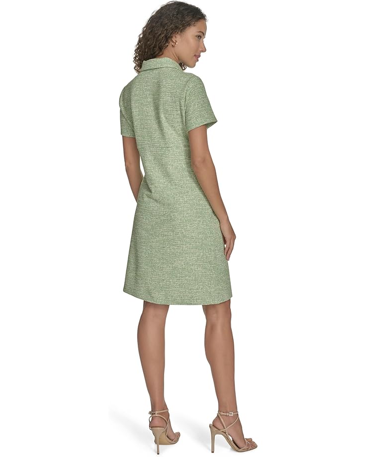 6pm Calvin Klein Tweed Short Sleeve Collared Dress Women's