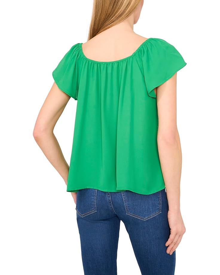 6pm CeCe Center Front Tie Round Neckline Flutter Sleeve Top Women's