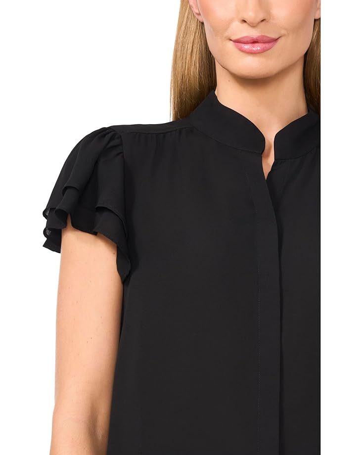 CeCe Double Flutter Short Sleeves Hidden Placket Blouse Women's