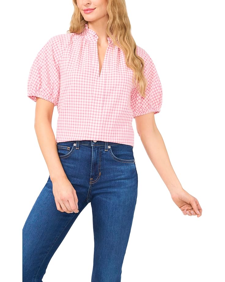 CeCe Raglan Sleeves Ruffled Split Neck Blouse Women's