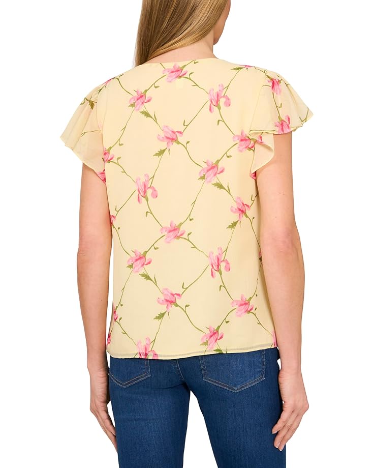 CeCe Ruffle V-Neck Flutter Sleeves Flowy Top Women's