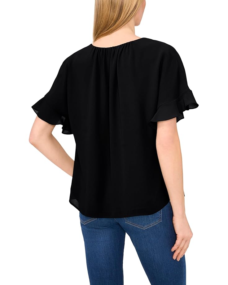 6pm CeCe Short Sleeve Half Button Flowy Blouse Women's