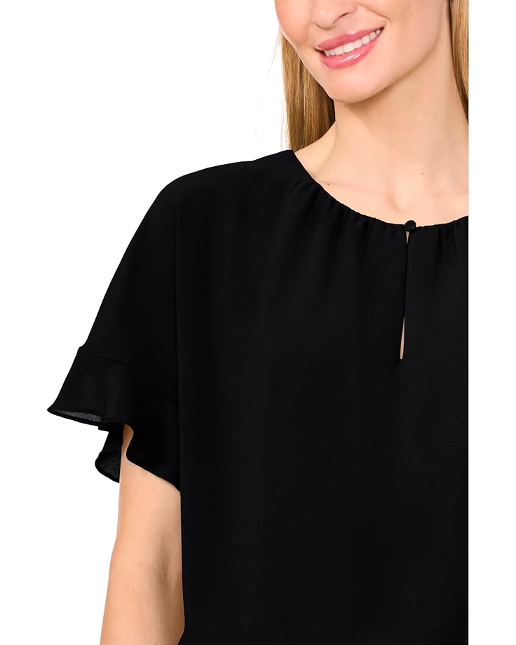 6pm CeCe Short Sleeve Half Button Flowy Blouse Women's