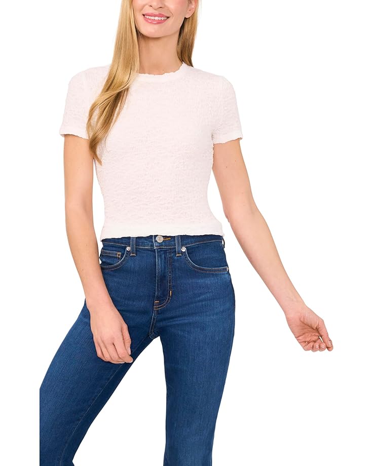 6pm CeCe Short Sleeve Puckered Knit Baby Tee Women's
