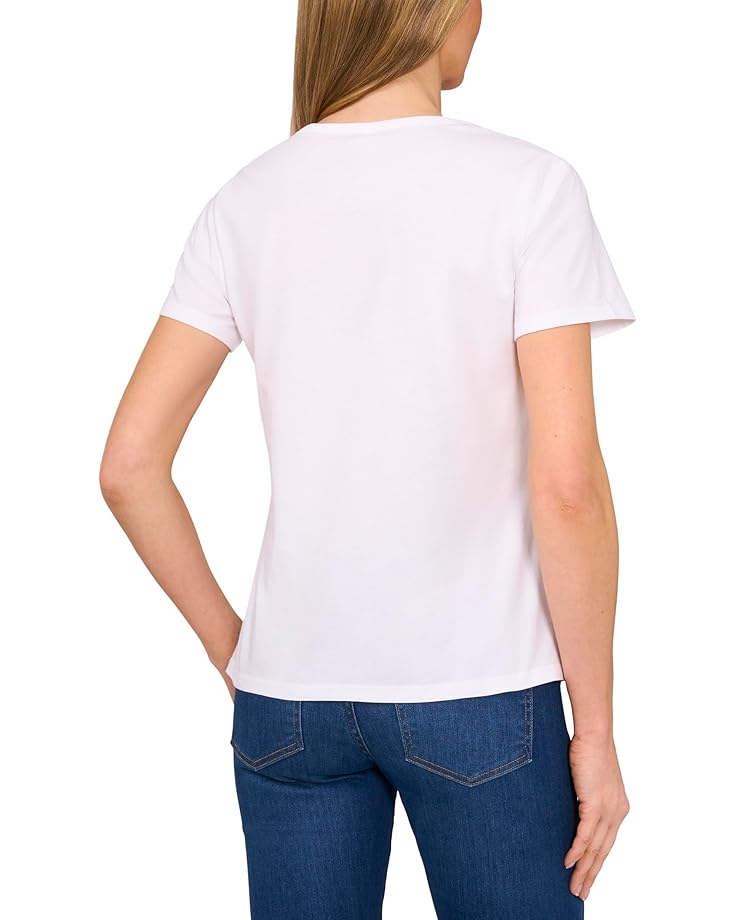 CeCe Short Sleeves Crew Neck Tee W/ Graphic Bows Print Women's