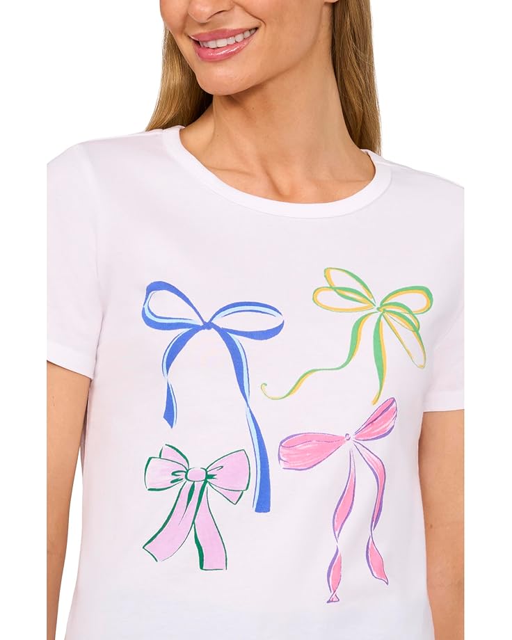 CeCe Short Sleeves Crew Neck Tee W/ Graphic Bows Print Women's