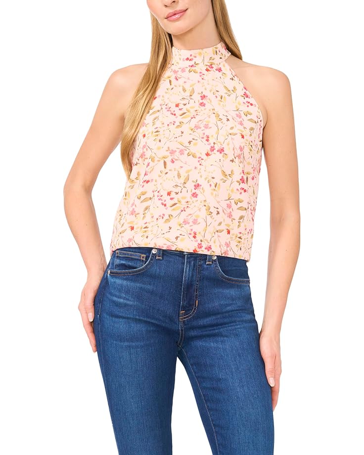 CeCe Sleeveless Halter Folded Collar Top Women's