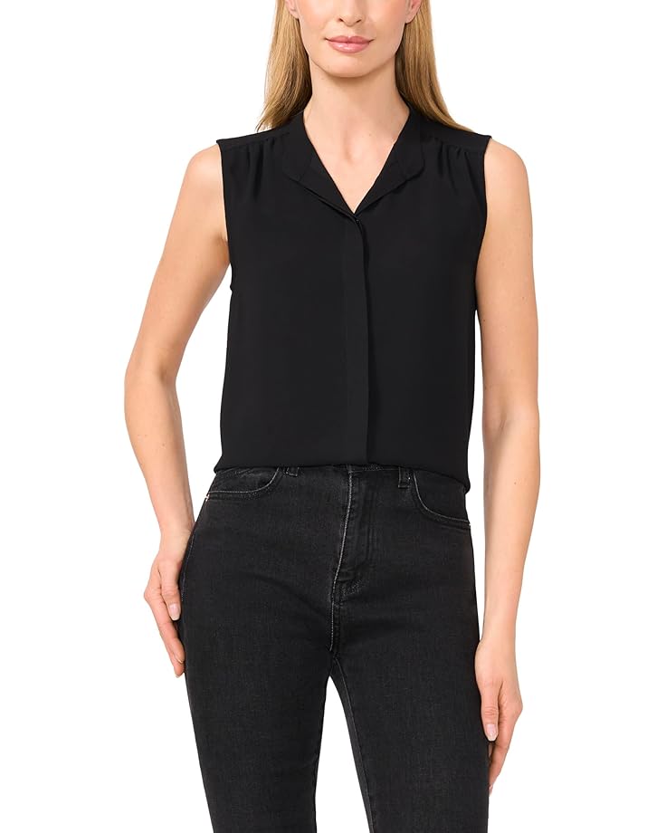 6pm CeCe Sleeveless Open Collar Top W/ Hidden Placket Women's