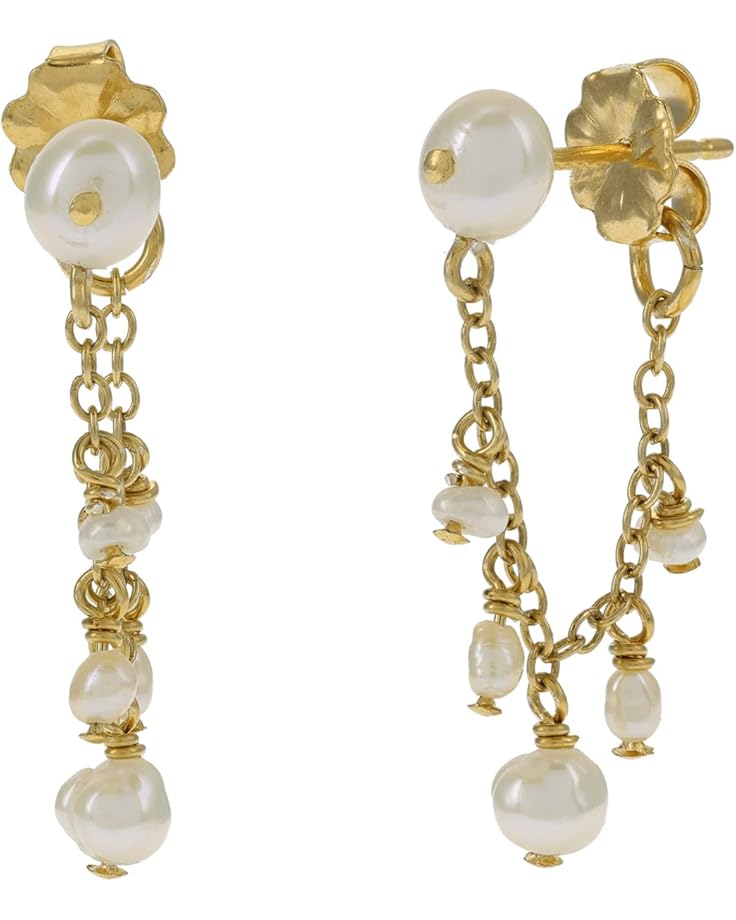 6pm Chan Luu Cascading Pearl Earrings with Connecting Chain