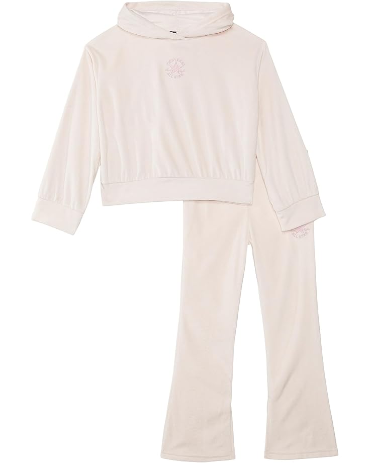6pm Converse Kids Velour Pullover Hoodie & Flare Legging Set (Little Kid)
