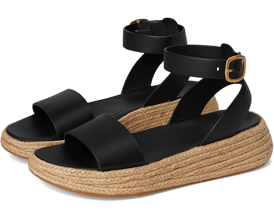 6pm FitFlop F-Mode Espadrille Leather Flatform A/Strap Sandals Women's