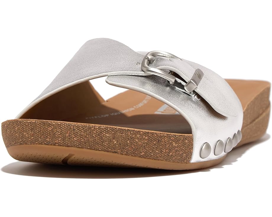 6pm FitFlop Iqushion Adjustable Buckle Metallic-Leather Slides Women's