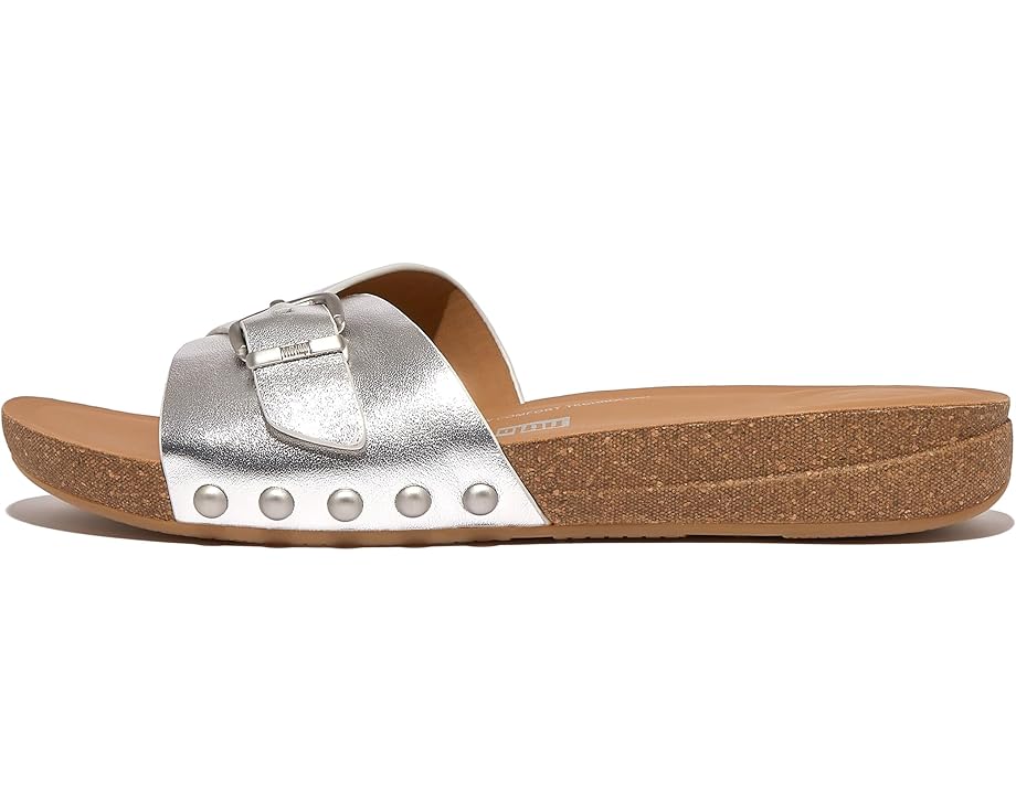 6pm FitFlop Iqushion Adjustable Buckle Metallic-Leather Slides Women's