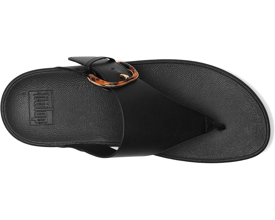 6pm FitFlop Lulu Resin-Buckle Leather Toe-Post Sandals Women's