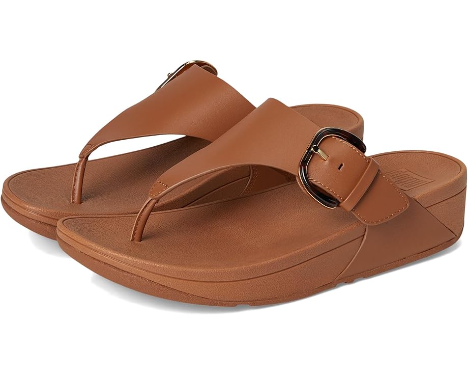 6pm FitFlop Lulu Resin-Buckle Leather Toe-Post Sandals Women's