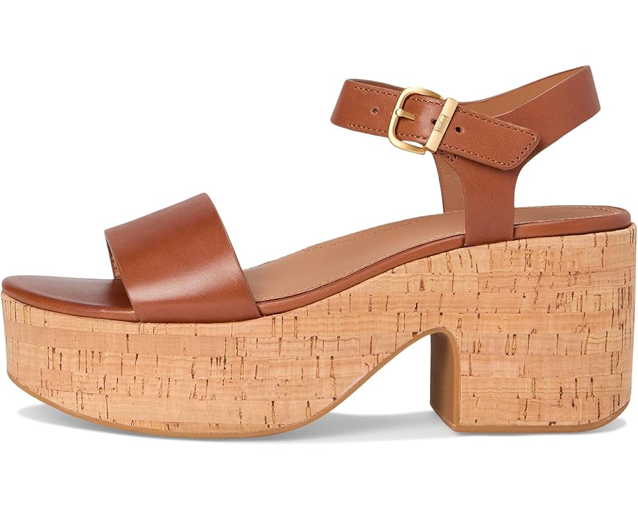 FitFlop Platfforms Leather/Cork Heeled Ankle-Strap Sandals Women's