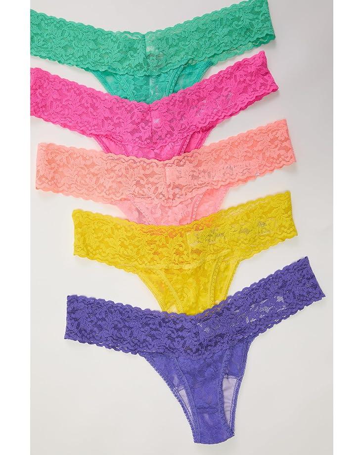 Hanky Panky Signature Lace Low Rise Thong 5 Pack Women's Fiesta Pink/Neon Coral/Sunshine Yellow/Agave Green/African Viole