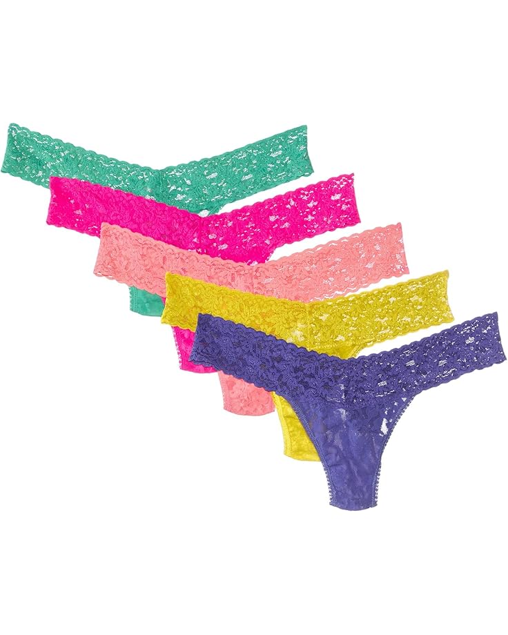 Hanky Panky Signature Lace Low Rise Thong 5 Pack Women's Fiesta Pink/Neon Coral/Sunshine Yellow/Agave Green/African Viole
