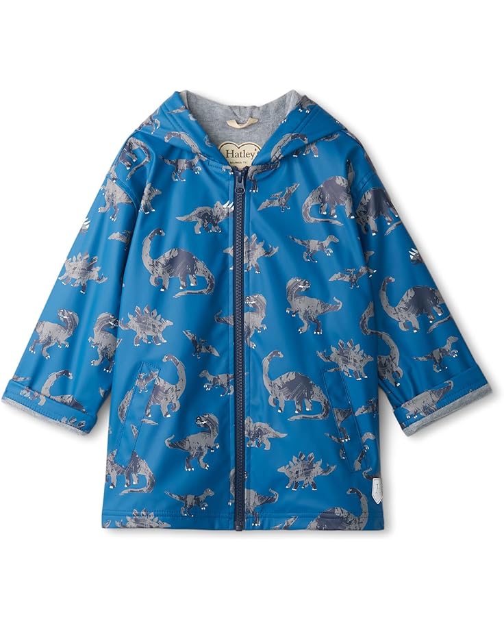 Hatley Kids Broken Dino Stamp Zip Up Rain Jacket (Toddler/Little Kid/Big Kid)