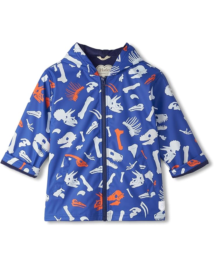 Hatley Kids Dino Fossils Colour Changing Zip-Up Rain Jacket (Toddler/Little Kid/Big Kid)