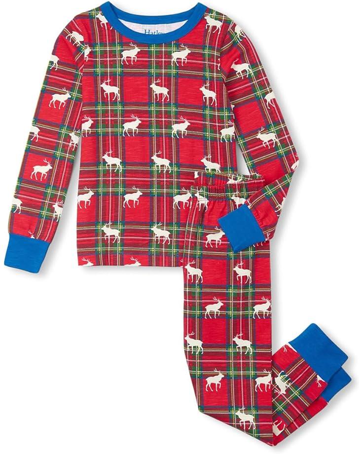 6pm Hatley Kids Elk Plaid Stretch Cotton Pajama Set (Toddler/Little Kid/Big Kid)