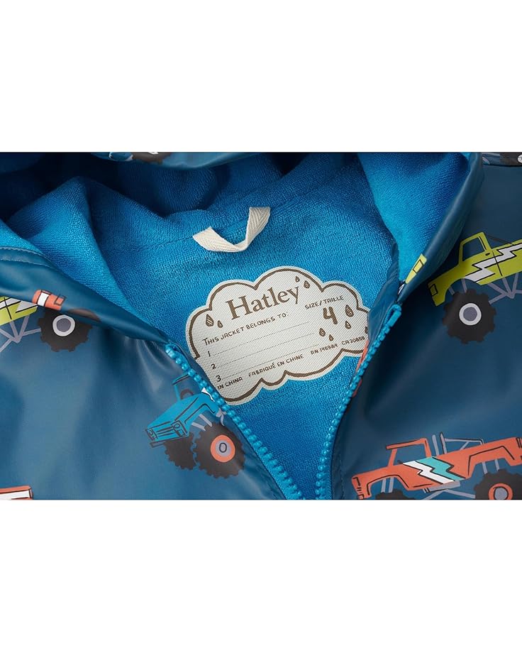 Hatley Kids Monster Trucks Zip-Up Rain Jacket (Toddler/Little Kid/Big Kid)
