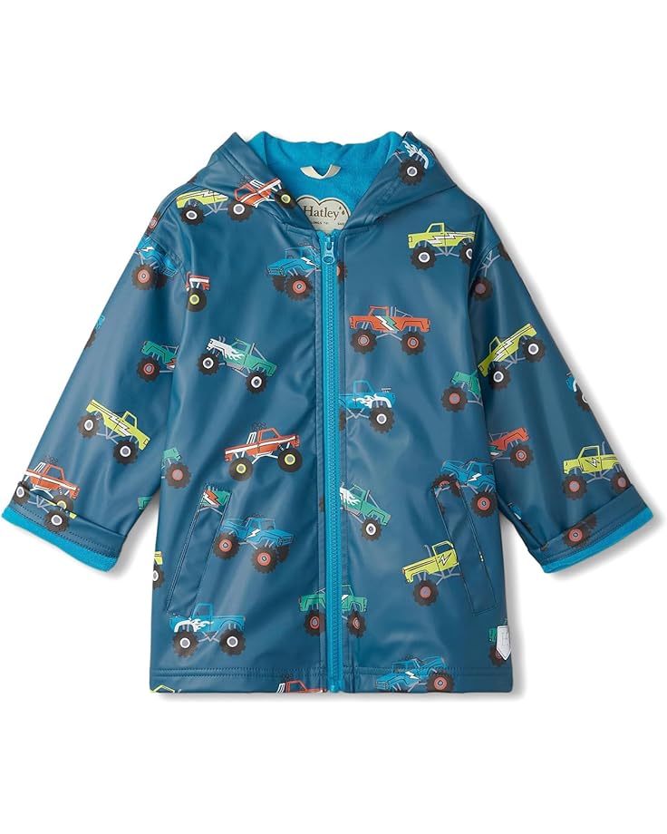Hatley Kids Monster Trucks Zip-Up Rain Jacket (Toddler/Little Kid/Big Kid)