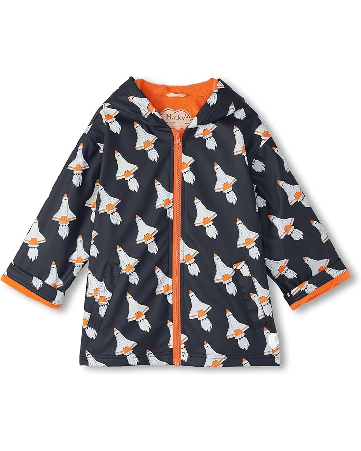 Hatley Kids Space Shuttle Colour Changing Zip-Up Rain Jacket (Toddler/Little Kid/Big Kid)