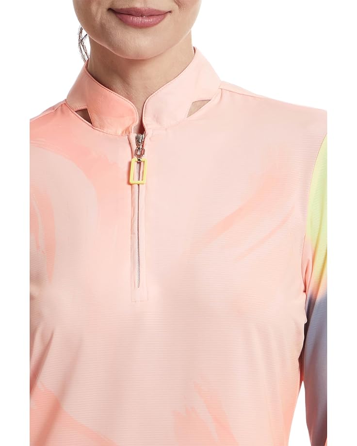 Jamie Sadock Sunsense Feathers Print Long Sleeve 1/4 Zip Sun Protection Top Women's