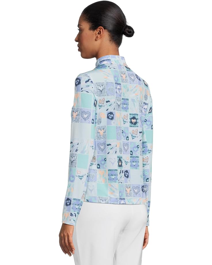 6pm Jamie Sadock Sunsense Hearts Print Long Sleeve 1/4 Zip Sun Protection Top Women's