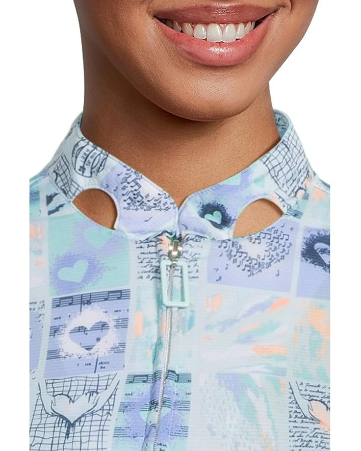 6pm Jamie Sadock Sunsense Hearts Print Long Sleeve 1/4 Zip Sun Protection Top Women's