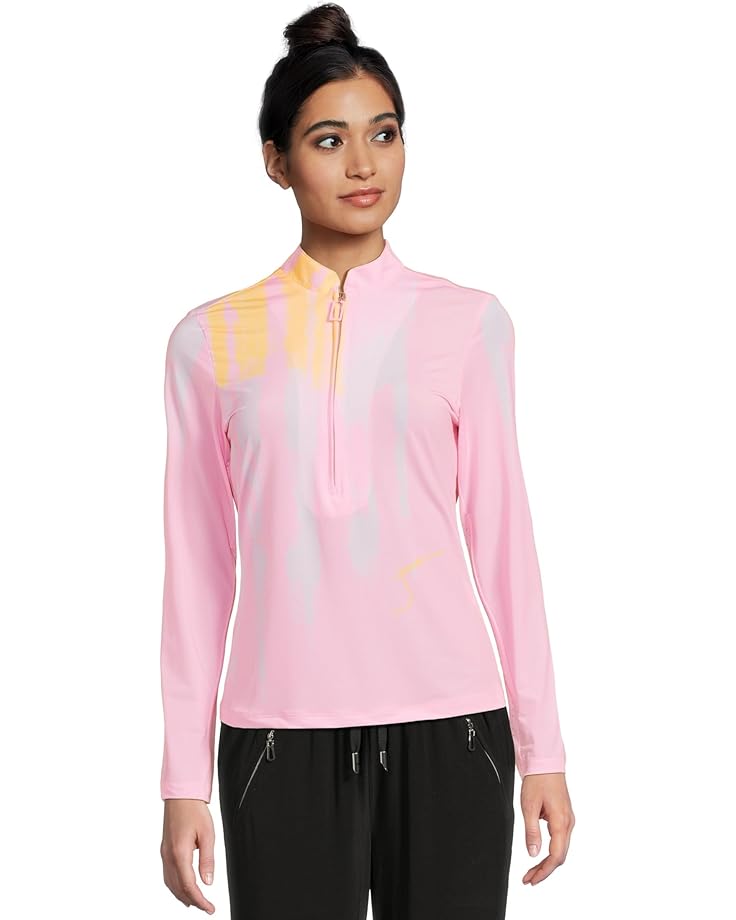 6pm Jamie Sadock Sunsense Kinetic Print Long Sleeve 1/4 Zip Sun Protection Top Women's