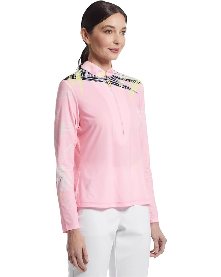 Jamie Sadock Sunsense Strings Print Long Sleeve 1/4 Zip Sun Protection Top Women's