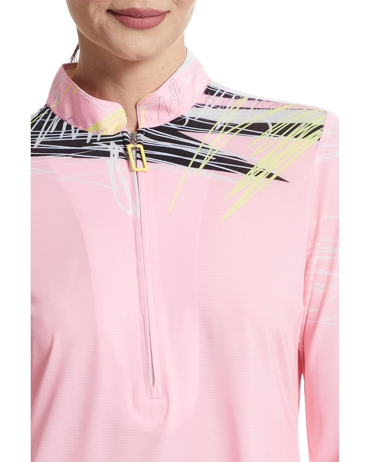 Jamie Sadock Sunsense Strings Print Long Sleeve 1/4 Zip Sun Protection Top Women's