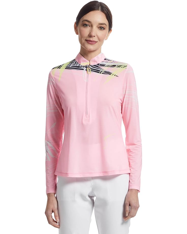 Jamie Sadock Sunsense Strings Print Long Sleeve 1/4 Zip Sun Protection Top Women's