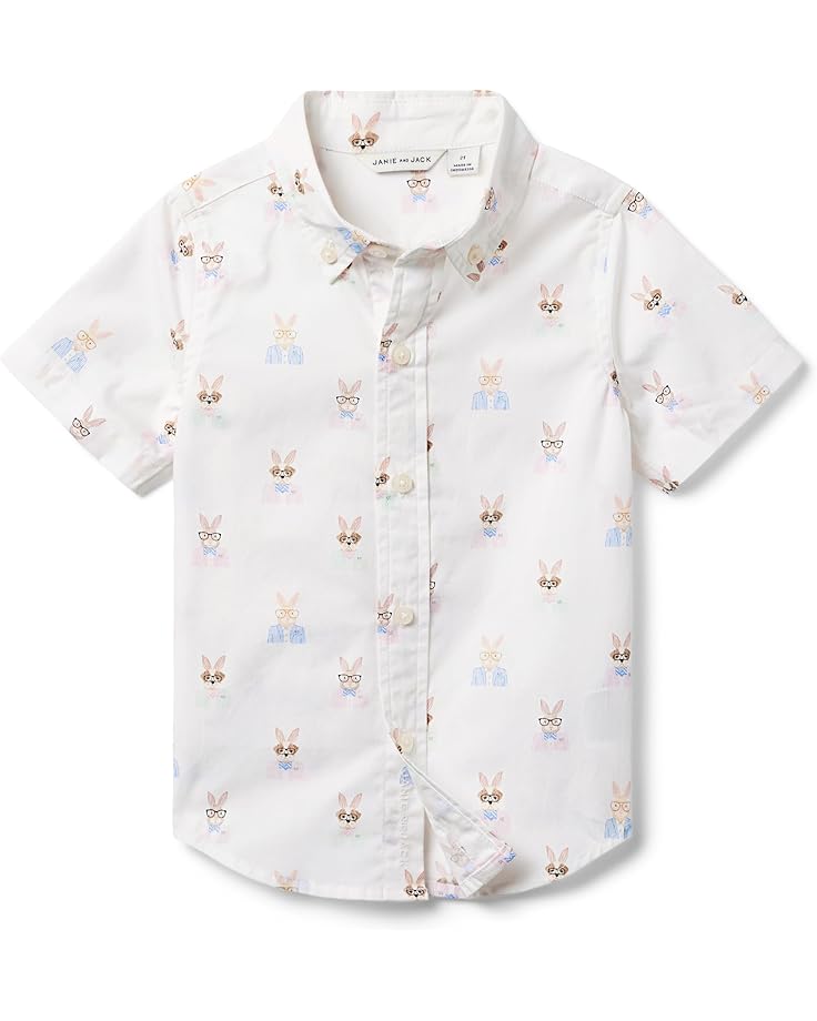 Janie and Jack Bunny Print Button Up Shirt (Toddler/Little Kids/Big Kids)