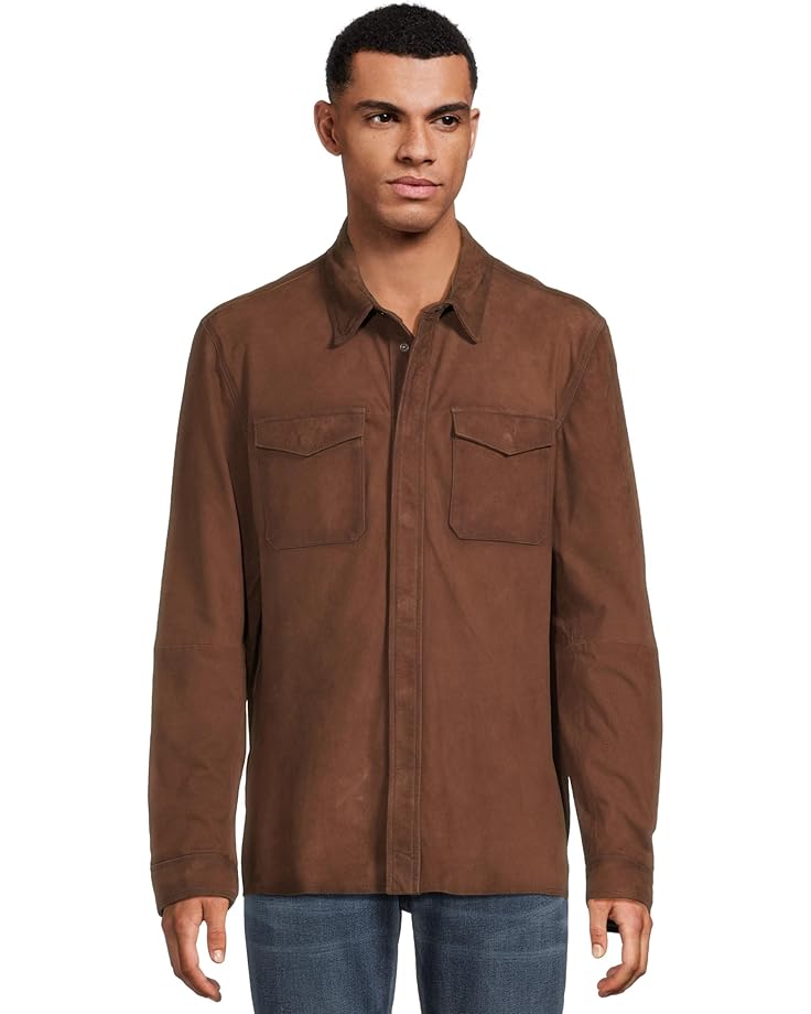 6pm John Varvatos Izzy Leather Shirt Jacket L1416z3 Men's