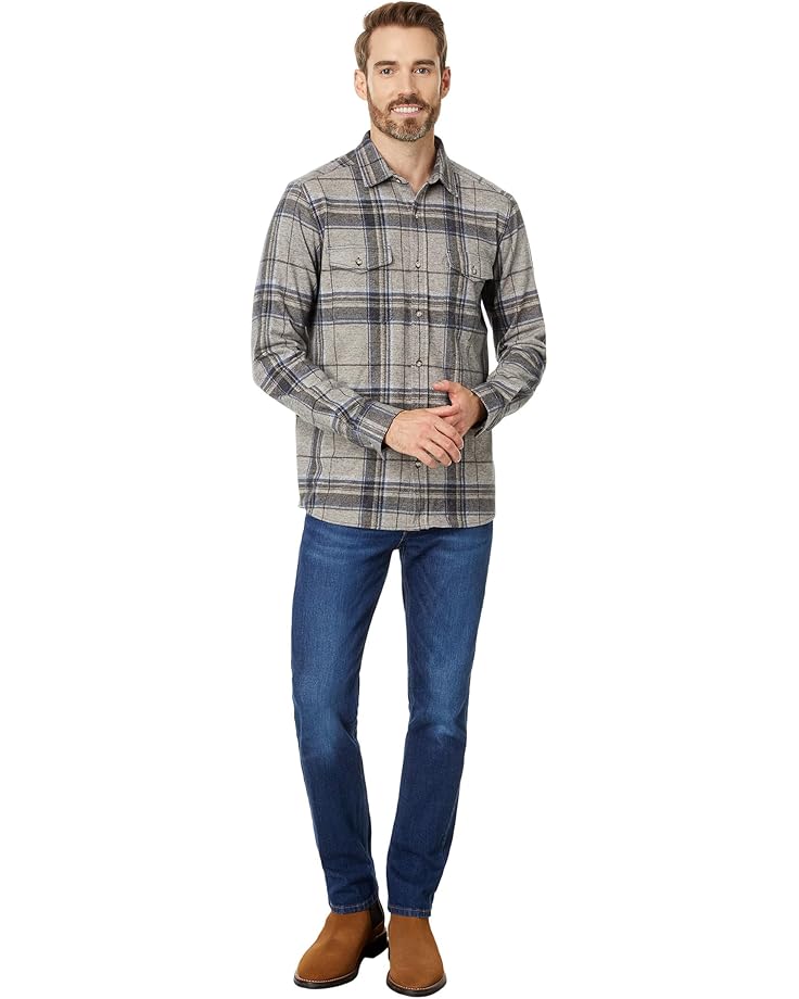 Johnston & Murphy Brushed Large Plaid Button Front Knit Men's