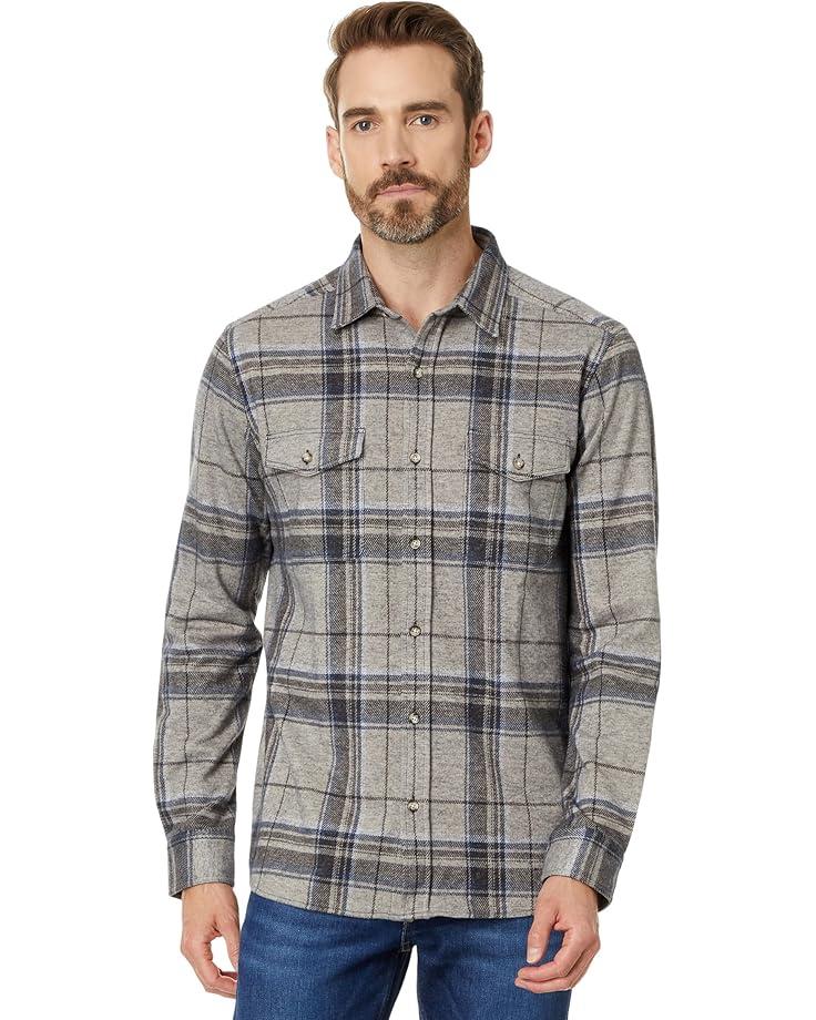Johnston & Murphy Brushed Large Plaid Button Front Knit Men's