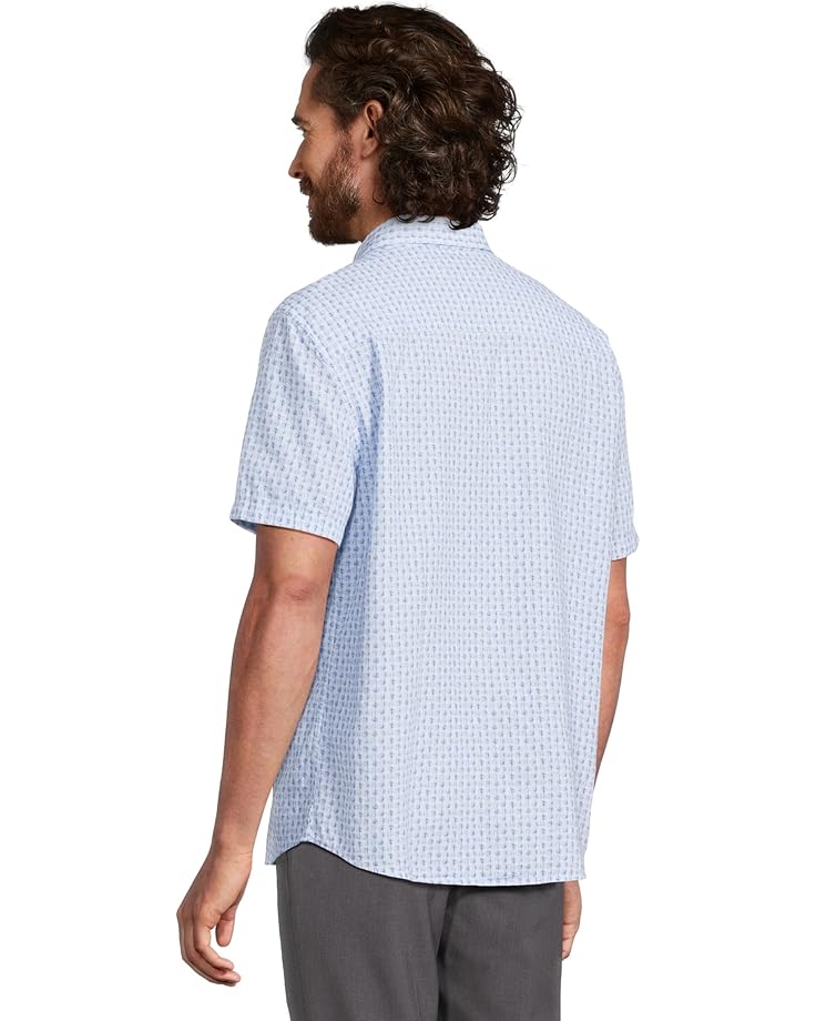 6pm Johnston & Murphy Short Sleeve Illusion Print Linen Shirt Men's