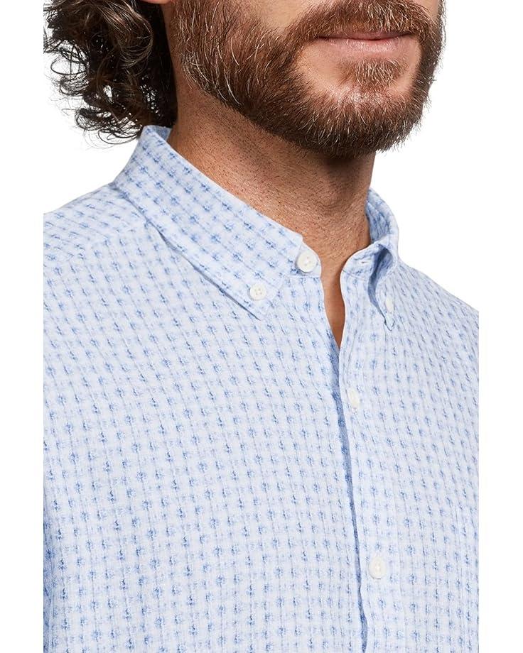 6pm Johnston & Murphy Short Sleeve Illusion Print Linen Shirt Men's
