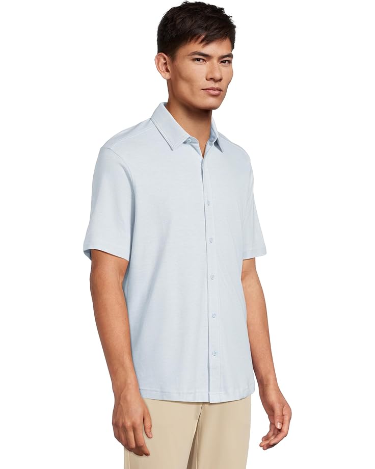 6pm Johnston & Murphy Short Sleeve J&M Flex Birdseye Button Front Men's