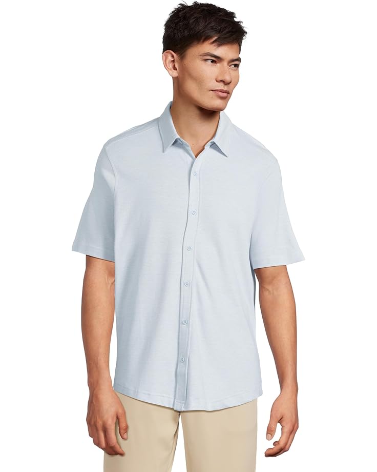 6pm Johnston & Murphy Short Sleeve J&M Flex Birdseye Button Front Men's