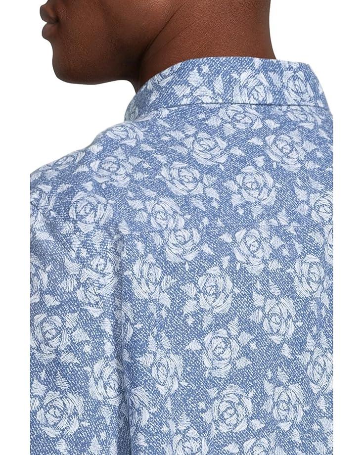 6pm Johnston & Murphy Short Sleeve Rose Print Linen Shirt Men's