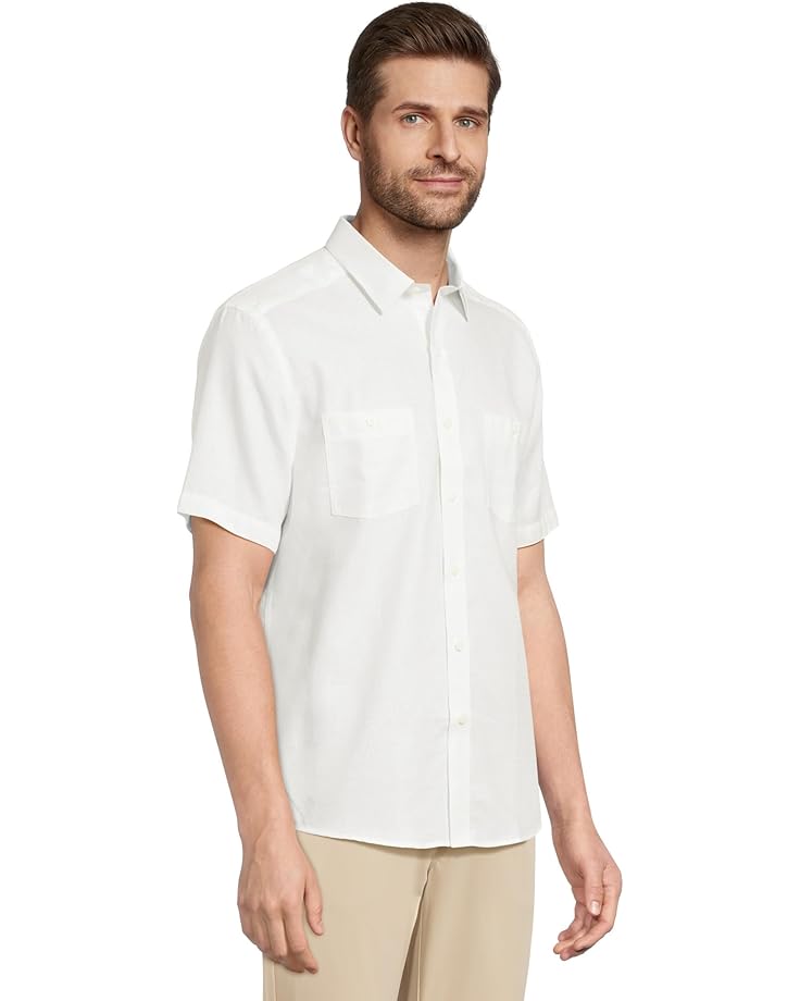 6pm Johnston & Murphy Short Sleeve Tonal Box Linen Shirt Men's