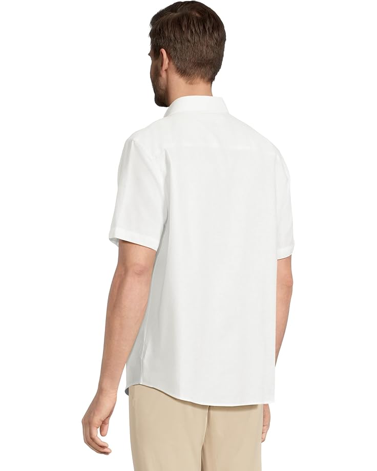 6pm Johnston & Murphy Short Sleeve Tonal Box Linen Shirt Men's