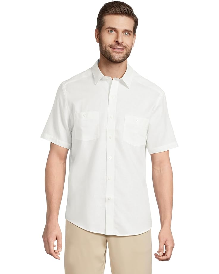 6pm Johnston & Murphy Short Sleeve Tonal Box Linen Shirt Men's
