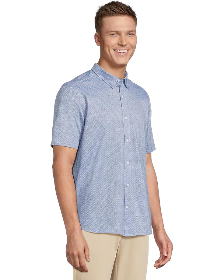 6pm Johnston & Murphy Short Sleeve XC Flex Birdseye Geo Print Button Front Shirt Men's