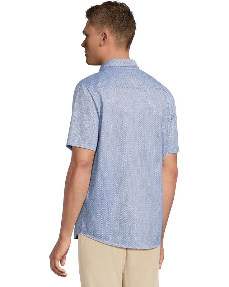 6pm Johnston & Murphy Short Sleeve XC Flex Birdseye Geo Print Button Front Shirt Men's